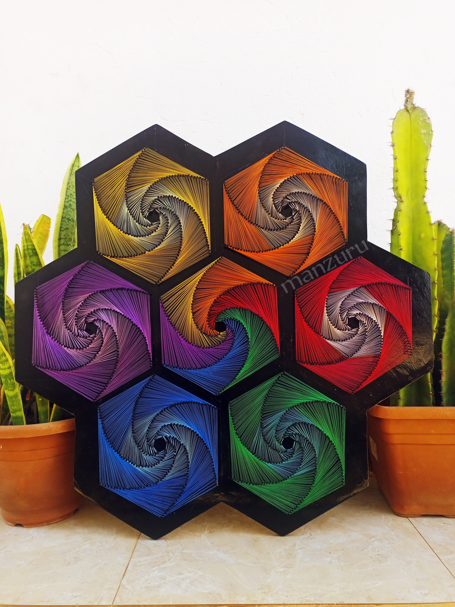 Hexagonal design string art