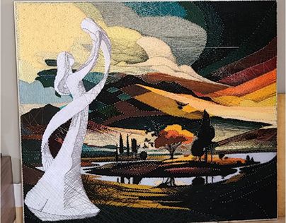 Landscape scene string art
