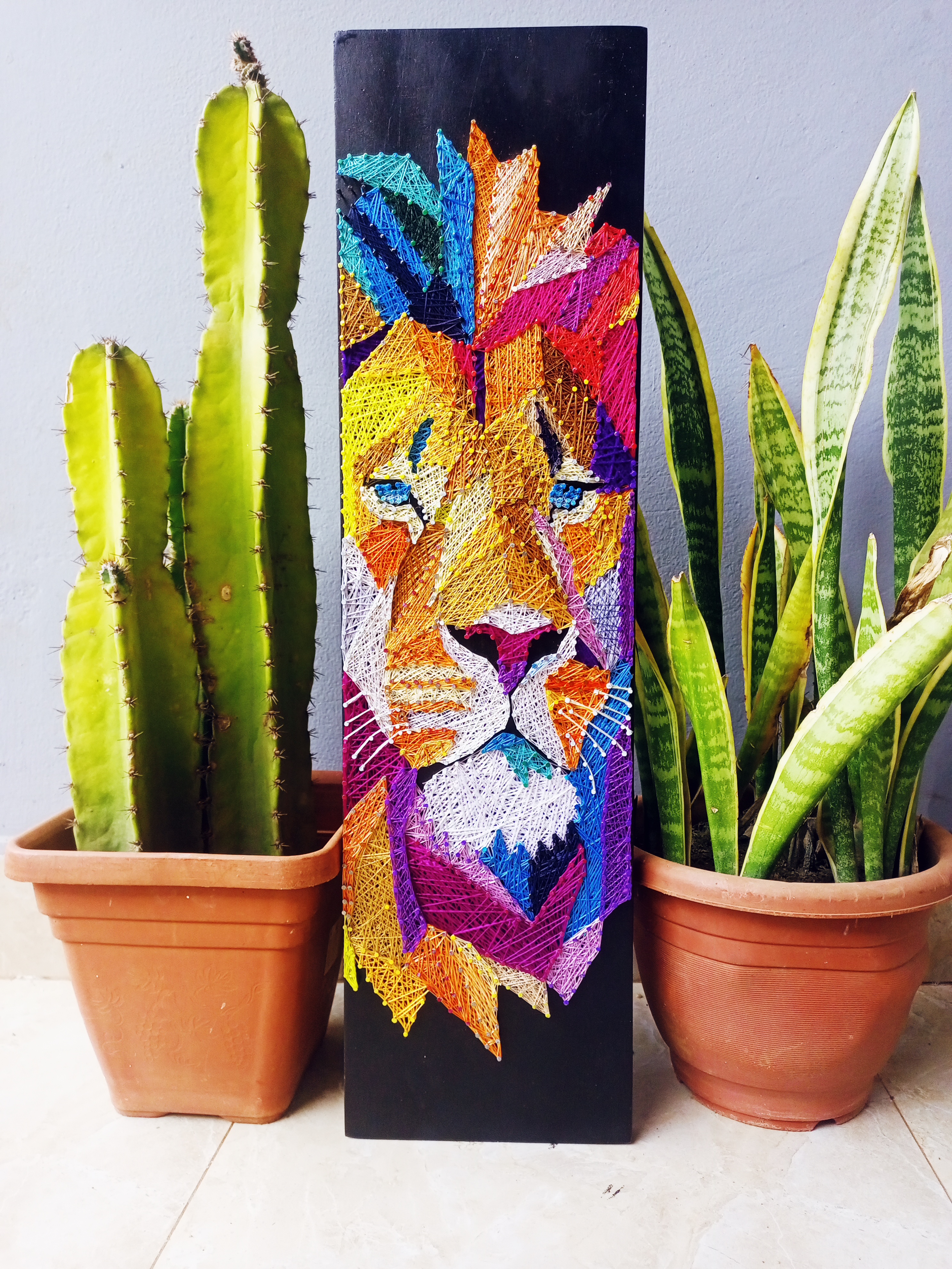 Lion face string art